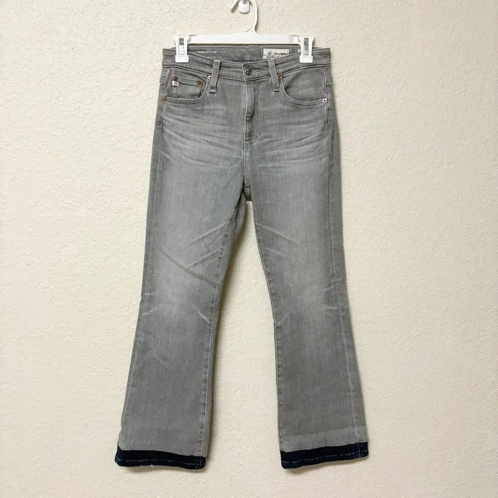 Kut from the Kloth Women's Farrah Boot Crop High Rise Gray Wash Jeans Size 27